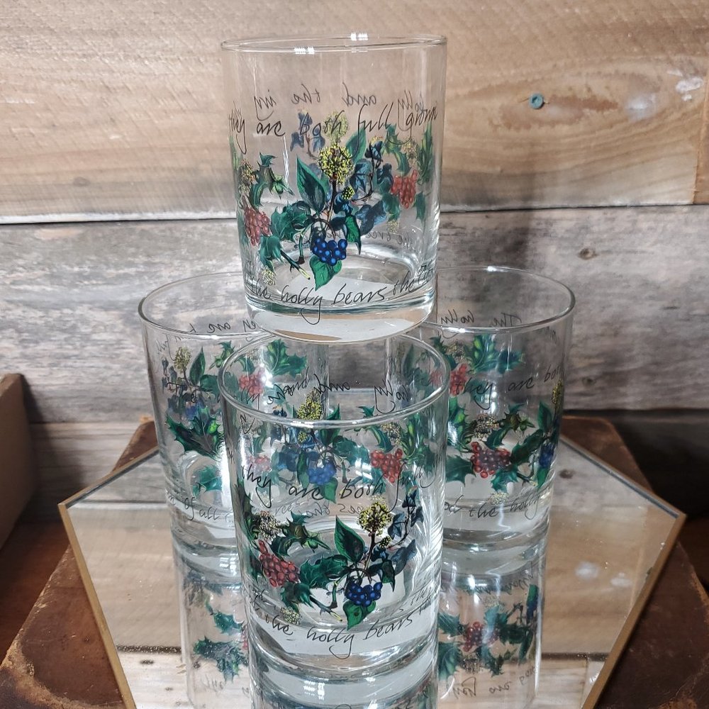 Portmeirion Glassware Set of Four Double Old Fashioned - The Holly & The Ivy